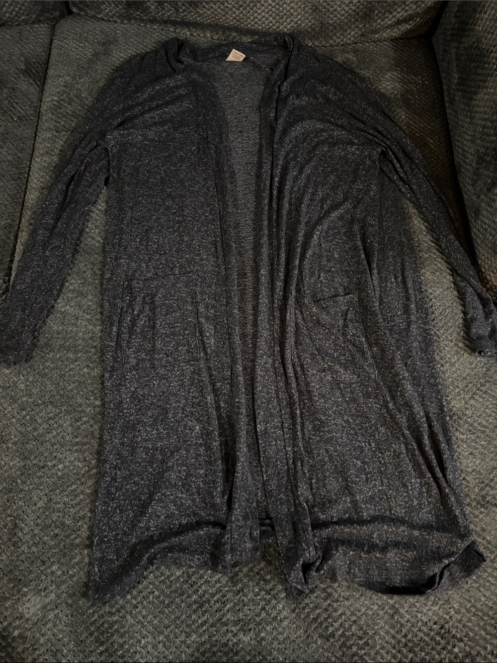 Faded Glory Long Open-Front Cardigan - Charcoal Black